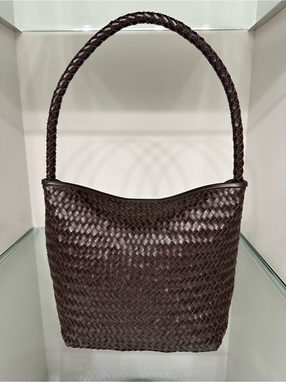 Madewell Dark Brown Woven Leather Shoulder Bag - Picture 4 of 10